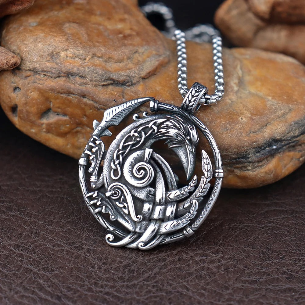 Nordic Odin Raven Pendant Necklace