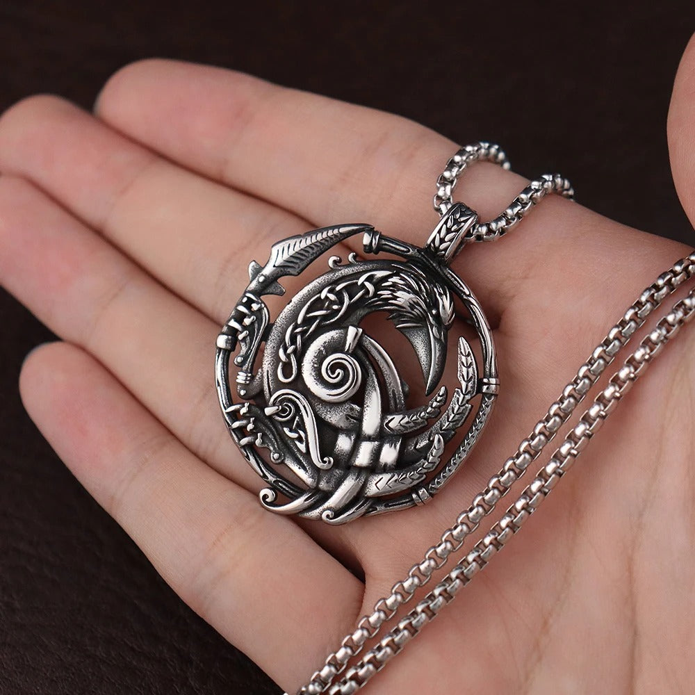Nordic Odin Raven Pendant Necklace
