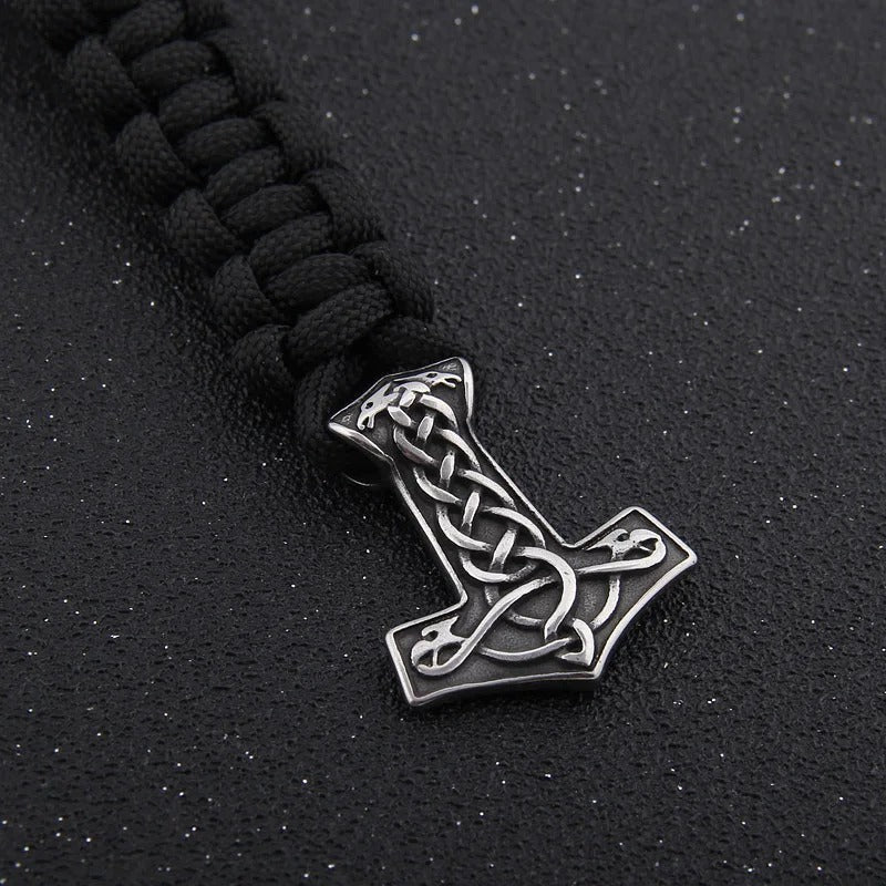 WorldNorse Thor's Hammer Braided Rope Viking Bracelet