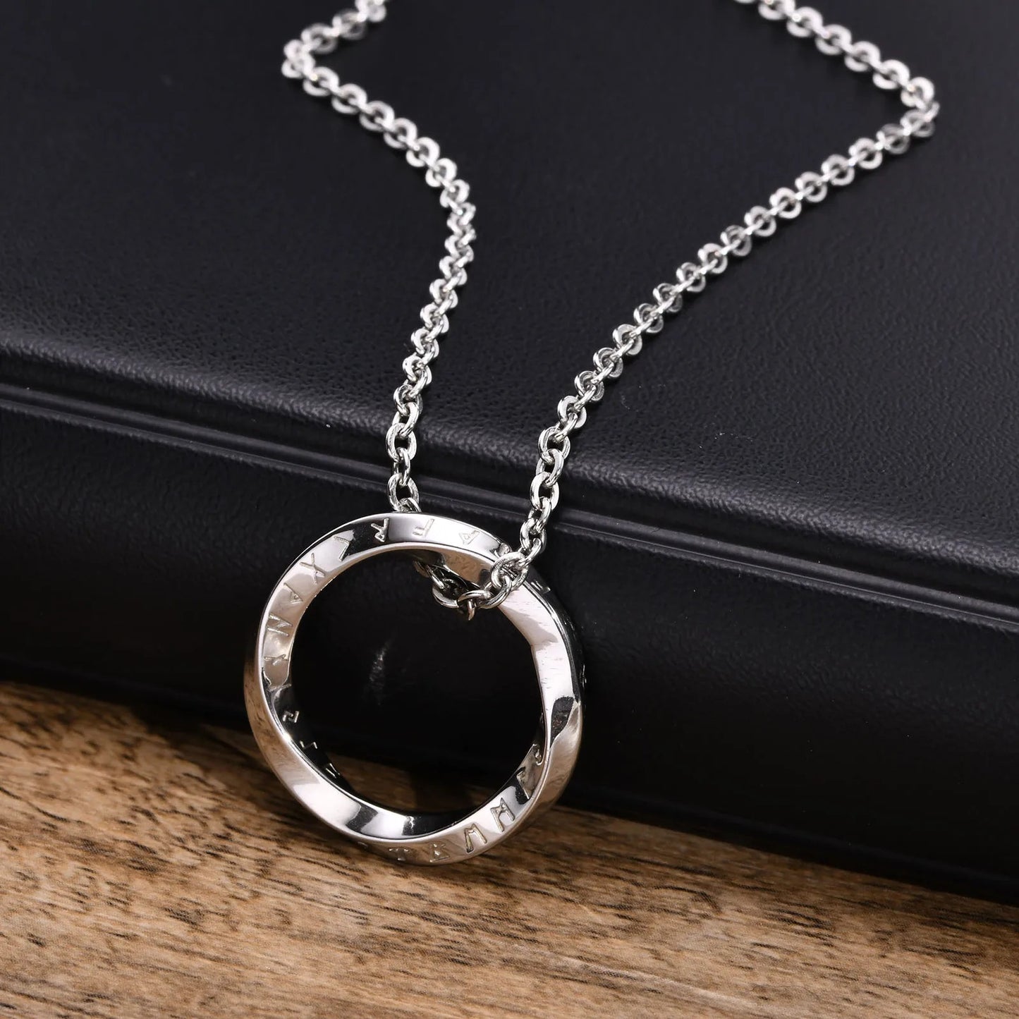Norse Viking Necklace for Men – Stainless Steel Mobius Round Pendant