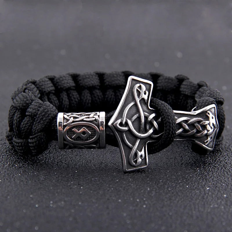 WorldNorse Thor's Hammer Braided Rope Viking Bracelet