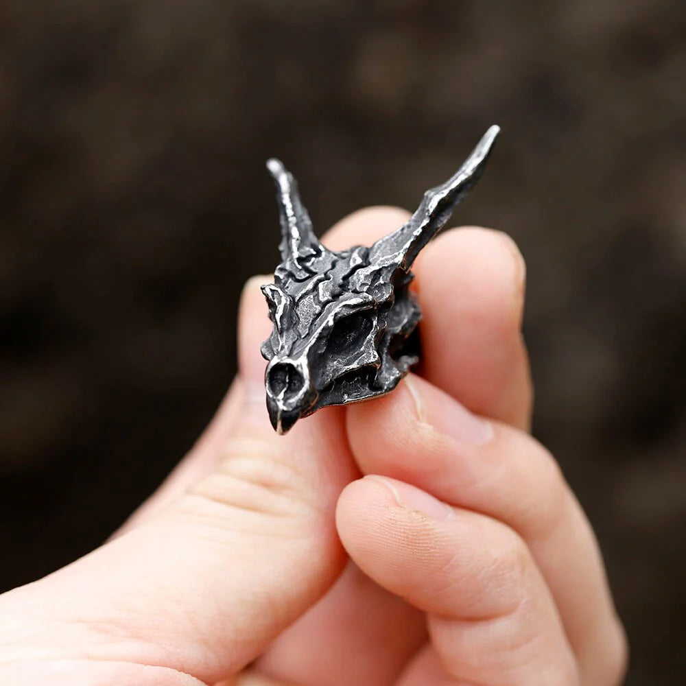 Viking Dragon Skull Pendant Necklace