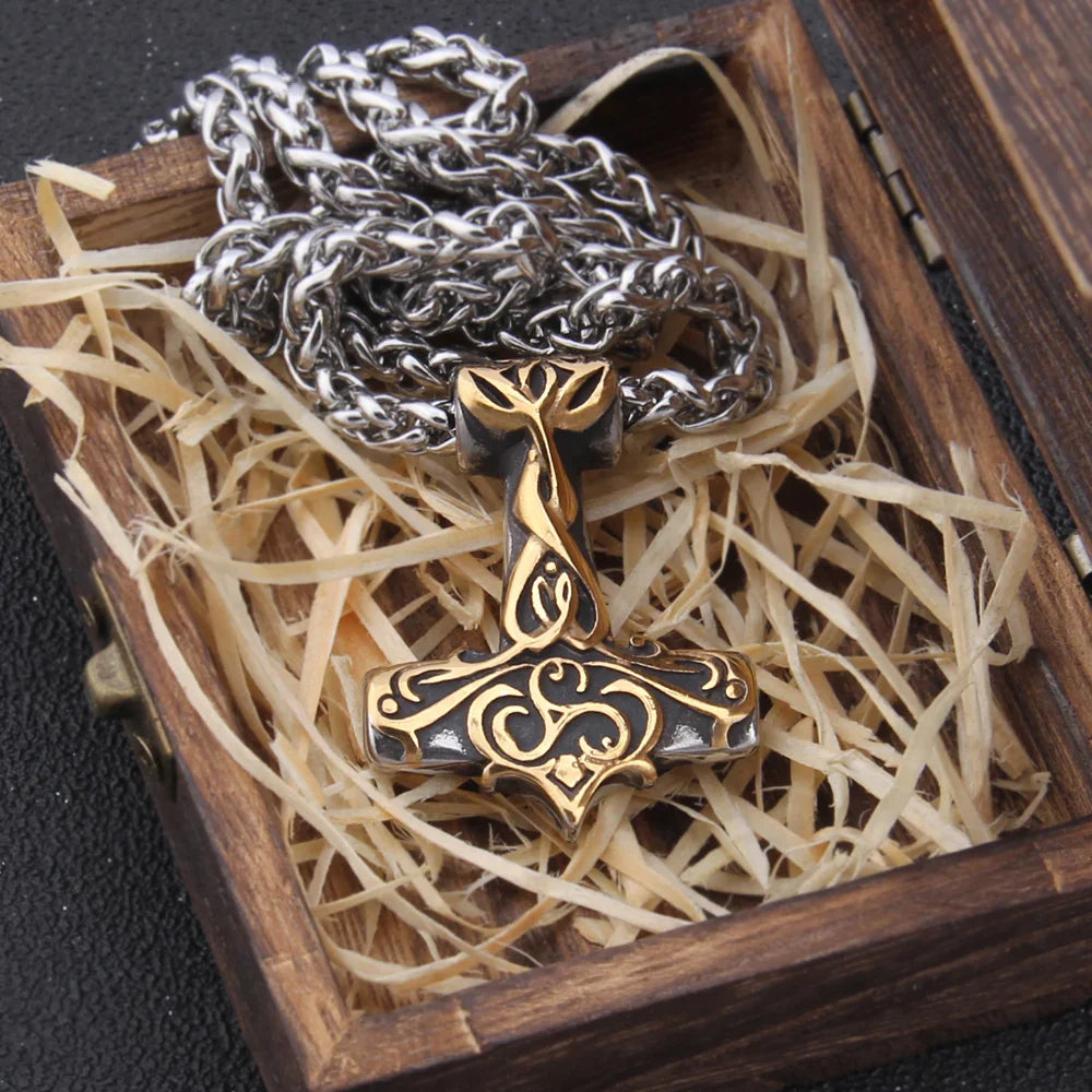 Mix Gold Color Mjolnir Necklace