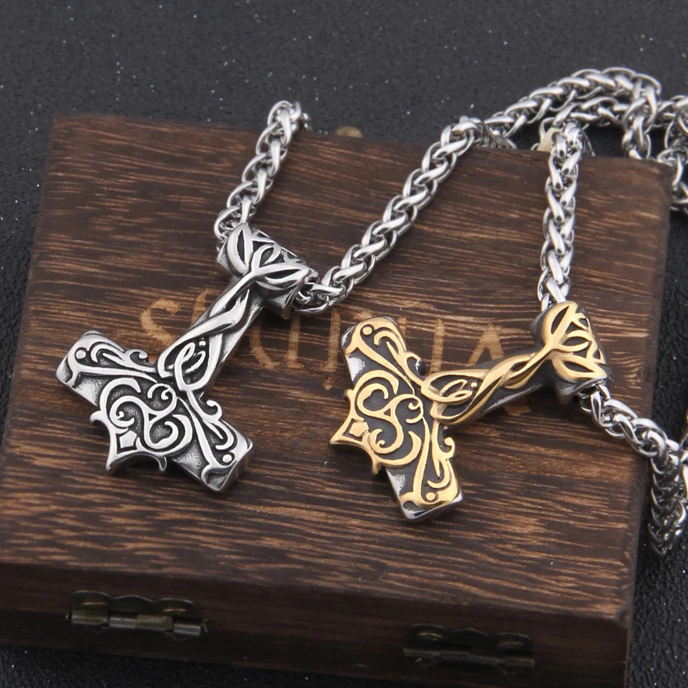 Mix Gold Color Mjolnir Necklace