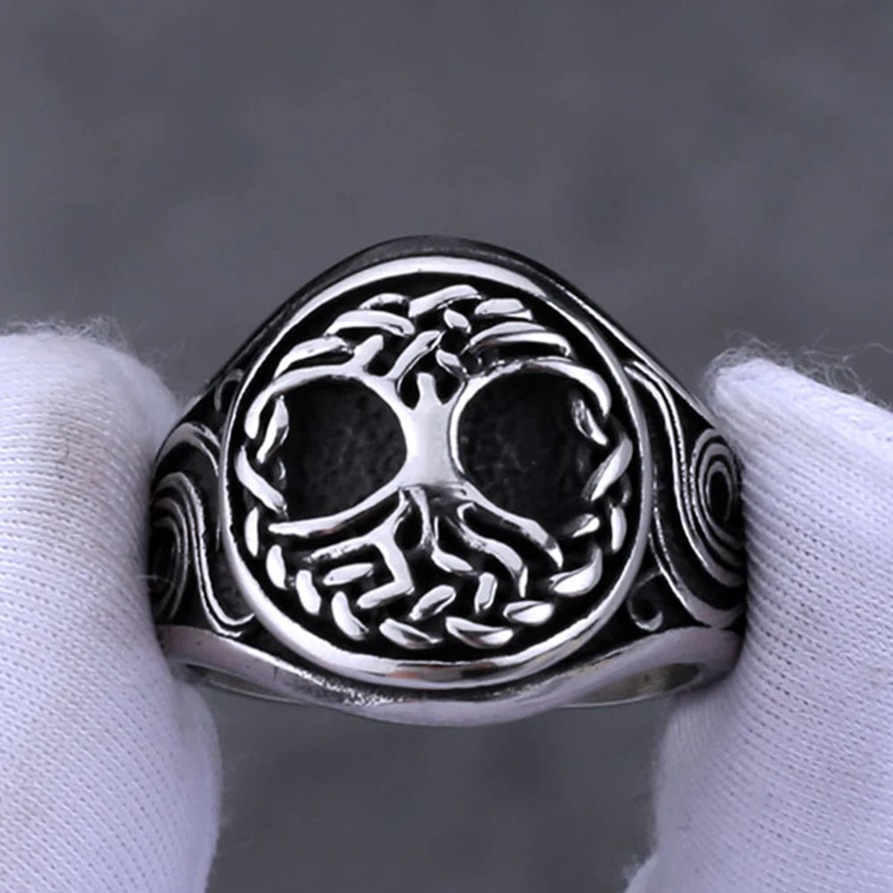 Viking Tree of Life Stainless Steel Ring for Men