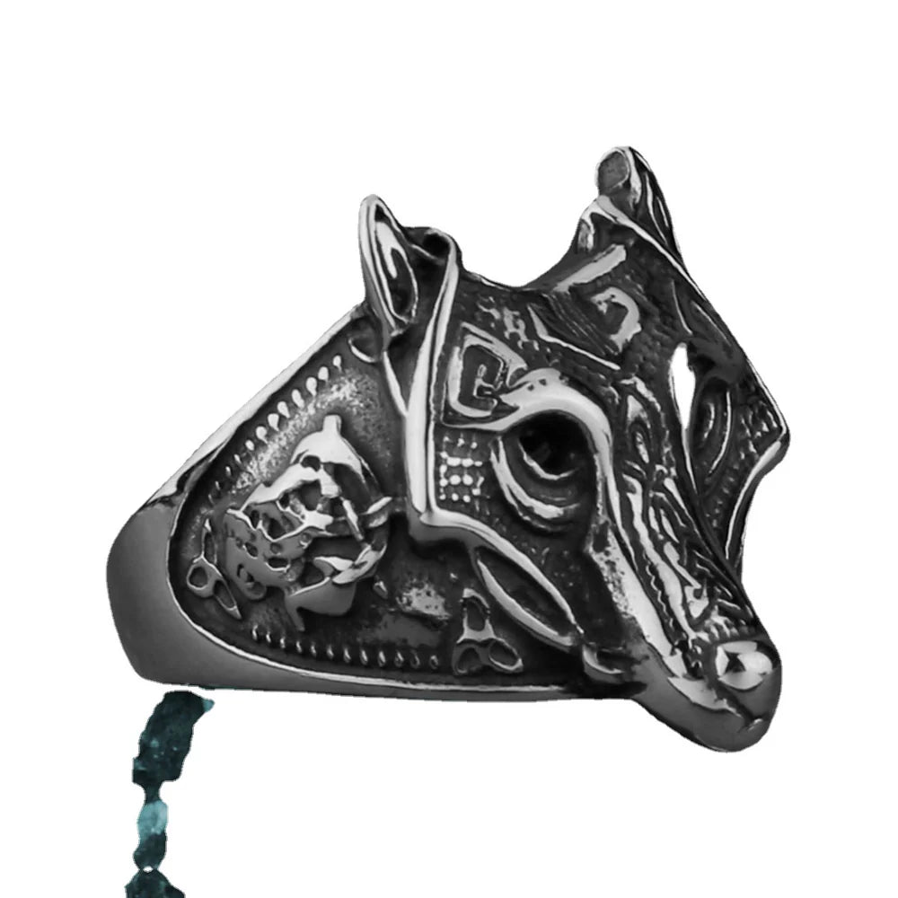 Viking wolf head ring