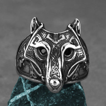 Viking wolf head ring