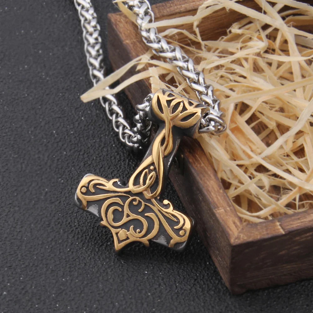 Mix Gold Color Mjolnir Necklace