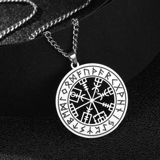 Norse Viking Odin's Rune Necklace – Vegvisir Symbol Stainless Steel Pendant