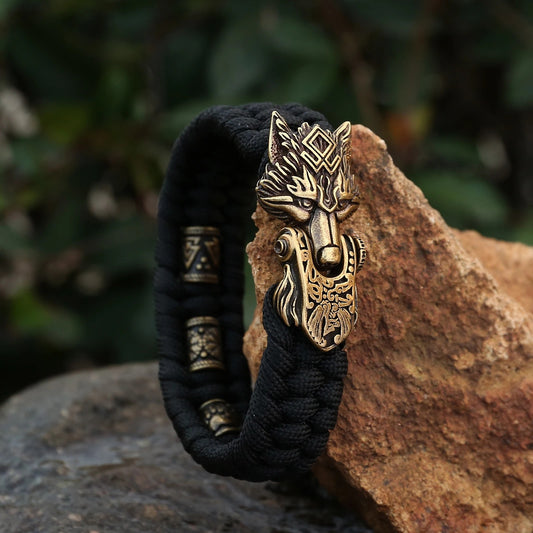 Handmade Viking Wolf Rope Bracelet