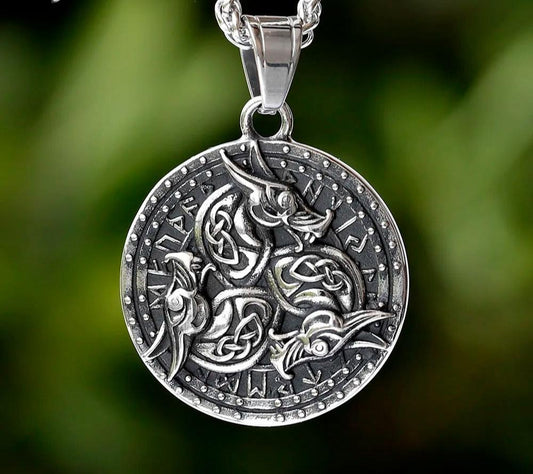 New Style Stainless Steel Viking Double Wolf Pendant