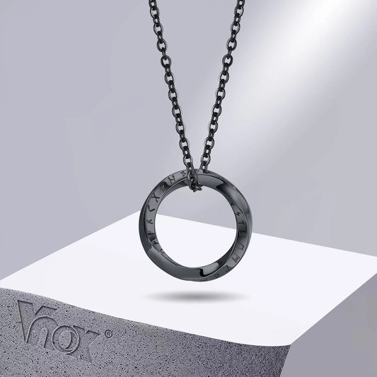 Norse Viking Necklace for Men – Stainless Steel Mobius Round Pendant