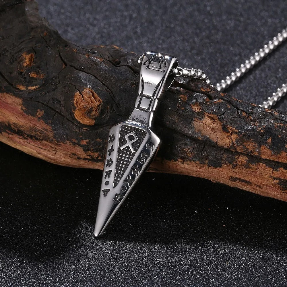 Vintage Nordic Rune Viking Arrow Pendant Necklace