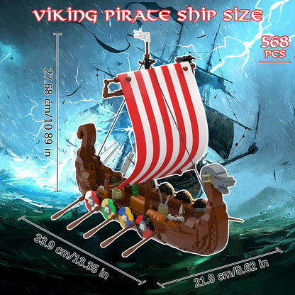 Viking Longship Building Blocks - 568 Pcs