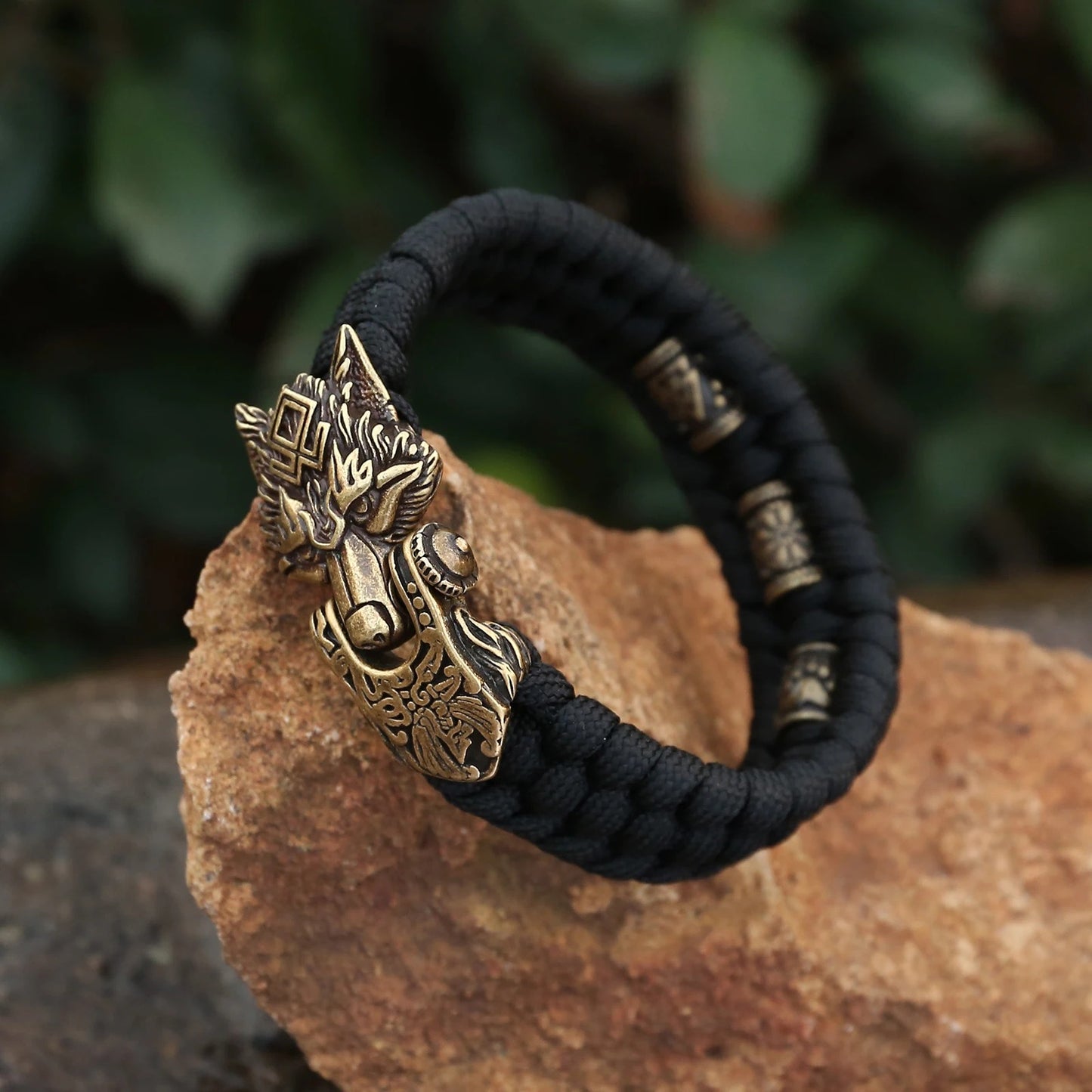 Handmade Viking Wolf Rope Bracelet