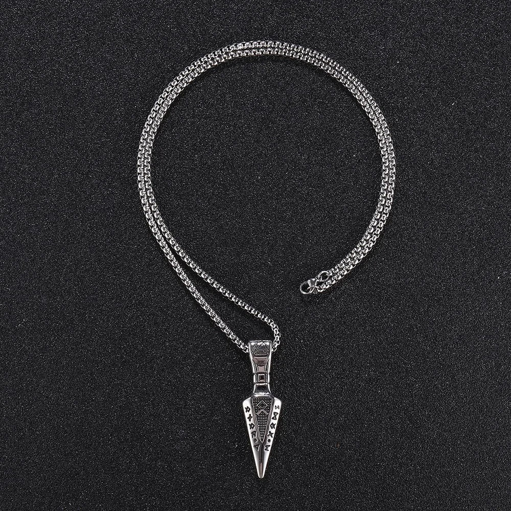 Vintage Nordic Rune Viking Arrow Pendant Necklace