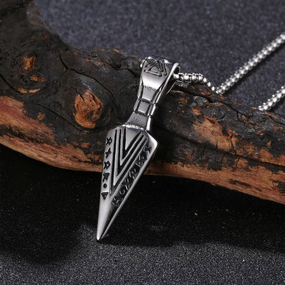 Vintage Nordic Rune Viking Arrow Pendant Necklace