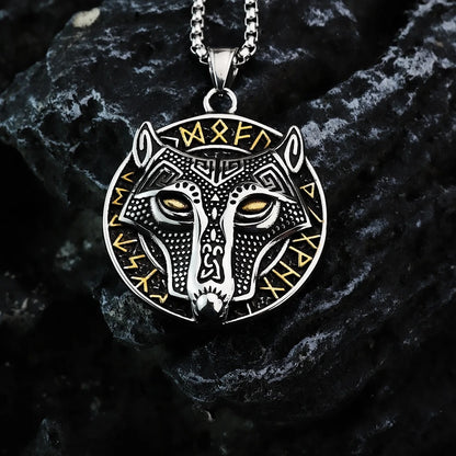 Viking wolf pendant with runes