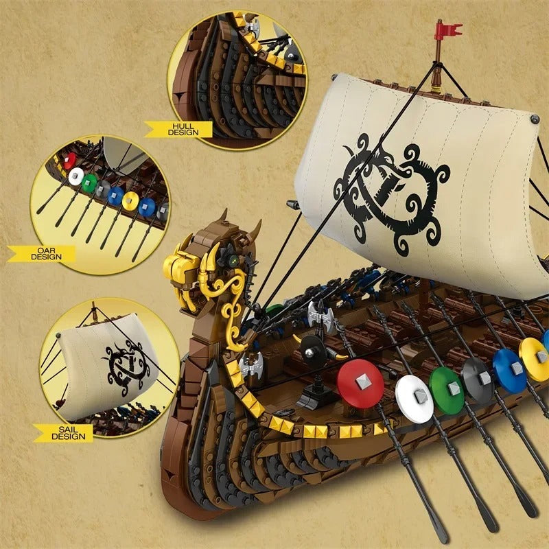 Viking Longship Building Blocks - 2547 Pcs