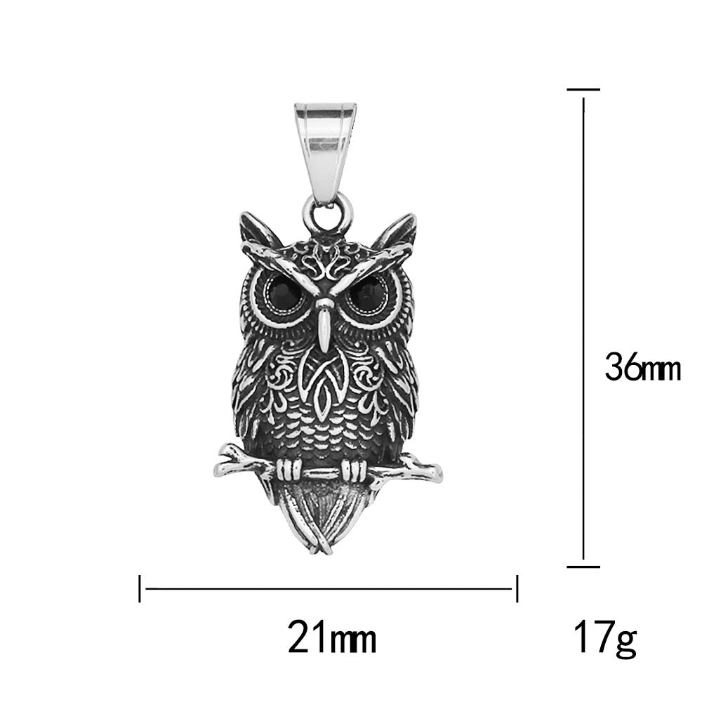 Vintage Nordic Viking Owl Pendant Necklace