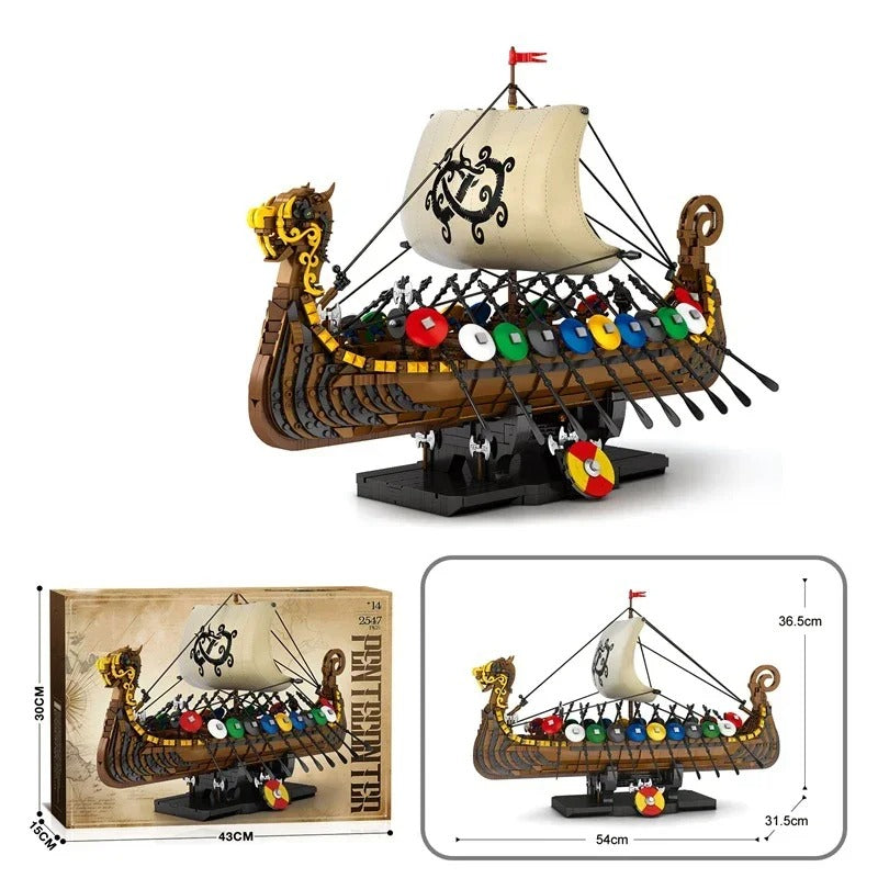 Viking Longship Building Blocks - 2547 Pcs