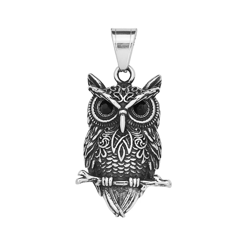 Vintage Nordic Viking Owl Pendant Necklace