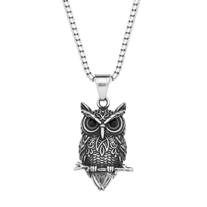 Vintage Nordic Viking Owl Pendant Necklace