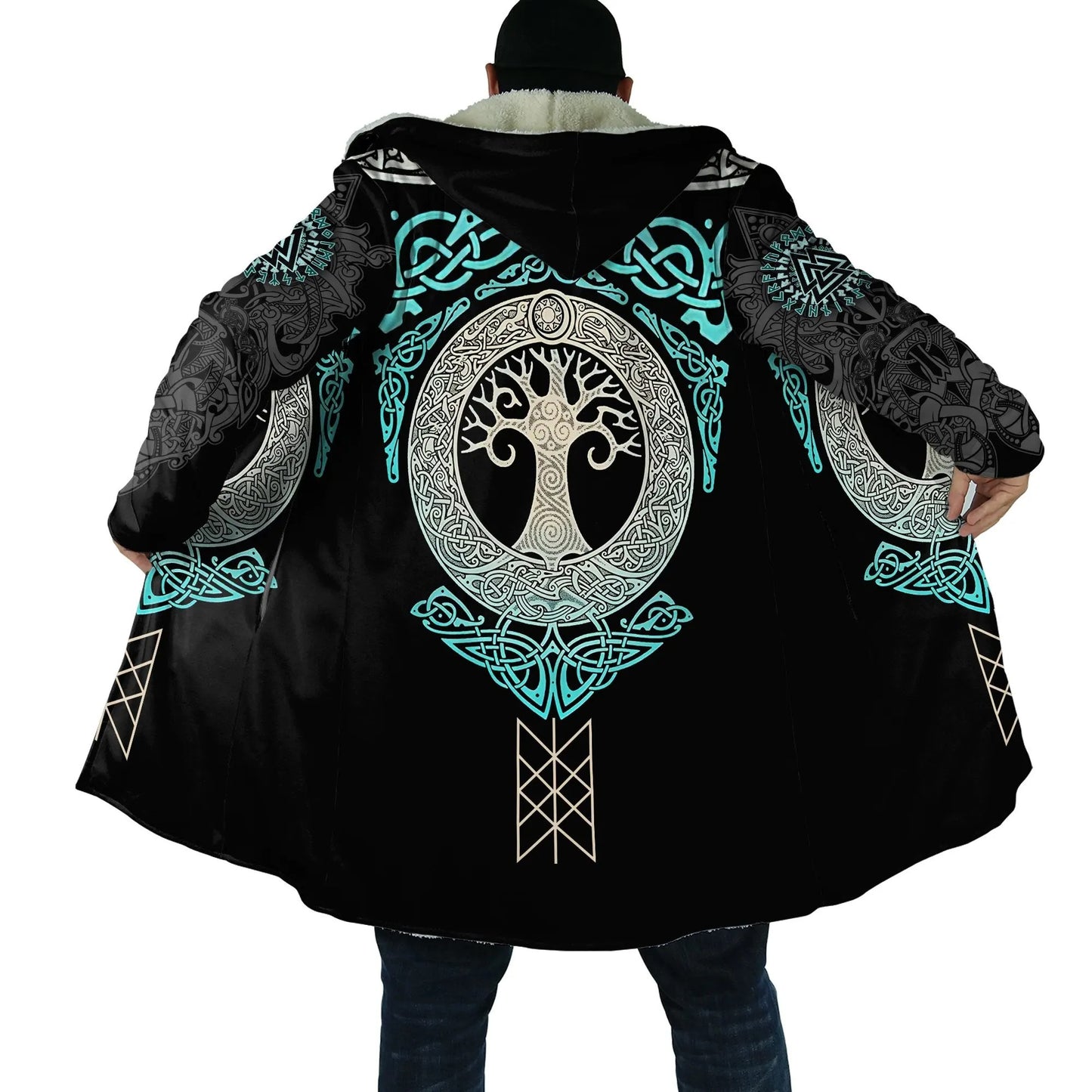 Tree of Life Viking Hooded Cloak - Norse Mythology 3D Print Fleece Coat