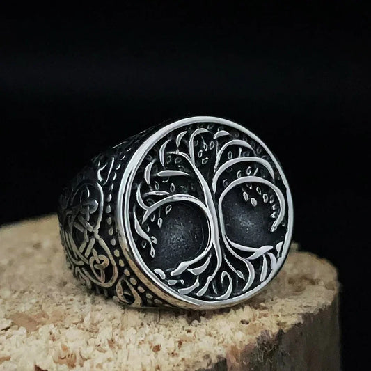 Viking Tree of Life Stainless Steel Ring for Men