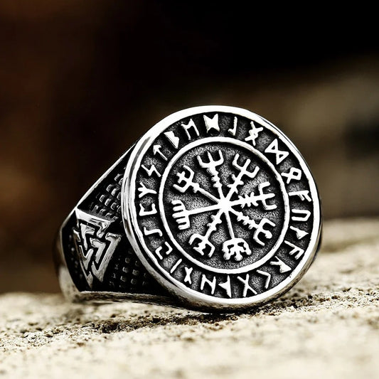 Nordic Viking Compass Amulet Men’s Vintage Ring