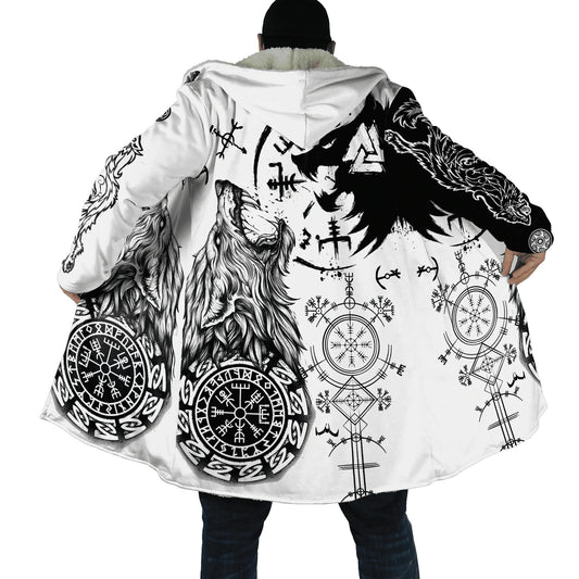 Wolf and Rune Viking Hooded Cloak – Power of the Pack